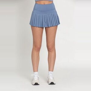 NWOT Dusty Blue Pleated Tennis Skirt | Small (S) | Gold Hinge